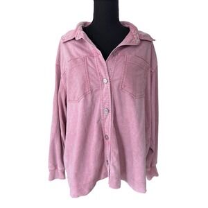 Jane and Delancey Shirt Jacket Women 1X Pink Shacket Casual Layering Oversized